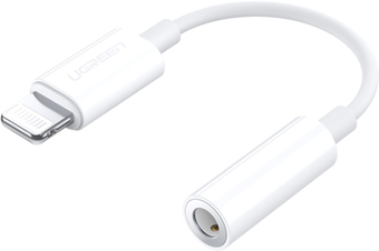 Адаптер Ugreen US212 30759 Lightning - 3.5 Jack (0.07 м, белый) - фото