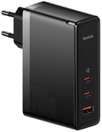 Сетевое зарядное Baseus GaN5 Pro Fast Charger 2C+U 140W EU (черный) - фото
