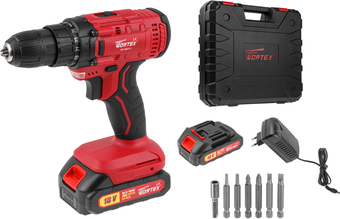 Дрель-шуруповерт Wortex LX BD 1820 Li 0329076 (с 2-мя АКБ, кейс) - фото