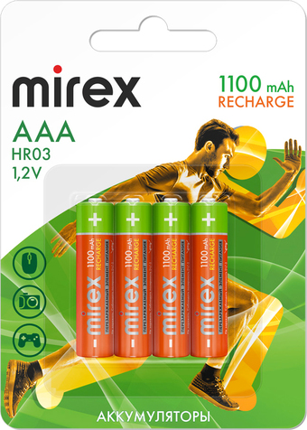Аккумулятор Mirex AAA 1100mAh 4 шт HR03-11-E4 - фото