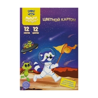 Набор цветного картона Мульти-пульти Енот в космосе. Волшебный КЦнм12-12в_31566 (12 цв) - фото