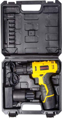 Дрель-шуруповерт Eurolux ДА-12/2Li 72/14/38 (с 2-мя АКБ, кейс) - фото