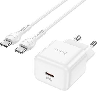 Сетевое зарядное Hoco N32 USB Type-C (белый) - фото