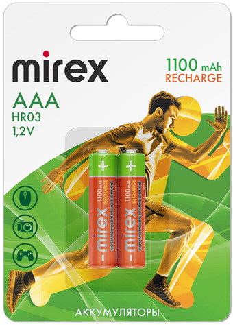 Аккумулятор Mirex AAA 1100mAh 2 шт HR03-11-E2 - фото