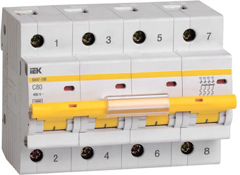 Выключатель автоматический IEK ВА 47-100 80А 4P 10кА С MVA40-4-080-C - фото