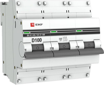 Выключатель автоматический EKF PROxima ВА 47-100 3P 100A (D) 10kA mcb47100-3-100D-pro - фото