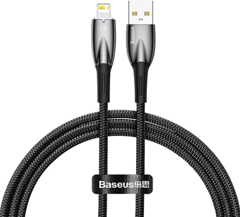 Кабель Baseus Glimmer Series Fast Charging Data Cable USB Type-A - Lightning 2.4A CADH000201 (1 м, черный) - фото