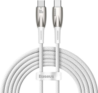 Кабель Baseus Glimmer Series Fast Charging Data Cable USB Type-C - Type-C 100W CADH000802 (2 м, белый) - фото
