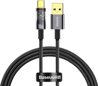 Кабель Baseus Explorer Series Auto Power-Off Fast Charging USB Type-A -USB Type-C (1 м, черный) - фото