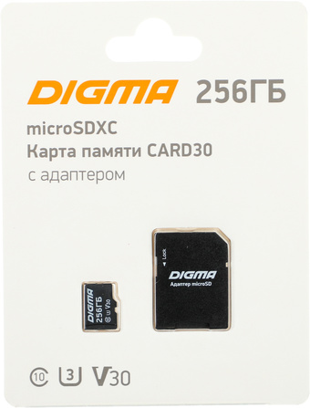 Карта памяти Digma MicroSDXC Class 10 Card30 DGFCA256A03 - фото