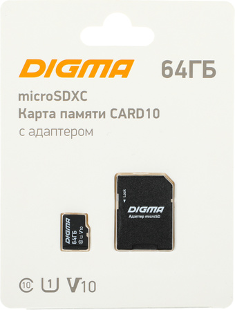 Карта памяти Digma MicroSDXC Class 10 Card10 DGFCA064A01 - фото