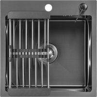 Кухонная мойка Saniteco 4848 Nano (с сифоном, дозатором и коландером) - фото