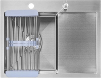 Кухонная мойка Saniteco 6550-L (с сифоном, дозатором и коландером) - фото
