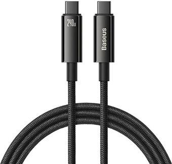 Кабель Baseus Tungsten Gold Fast Charging Data Cable USB Type-C - USB Type-C (1 м, черный) - фото