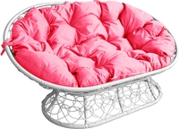 Садовый диван M-Group Мамасан 12110108 (белый ротанг/розовая подушка) - фото