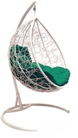 Подвесное кресло M-Group Капля 11020104 (белый ротанг/зеленая подушка) - фото