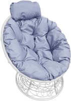 Кресло M-Group Папасан мини 12070109 (белый ротанг/серая подушка) - фото
