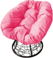 Кресло M-Group Пончик 12320408 (черный ротанг/розовая подушка) - фото