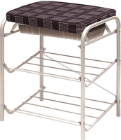 Банкетка Ника НБ1/С (в клетку/бежевый металлик) - фото