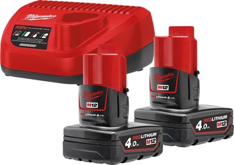 Аккумулятор с зарядным устройством Milwaukee M12 M12NRG-402 4933459211 (2 x 12В/4 Ач + 12В) - фото