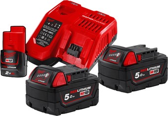 Аккумулятор с зарядным устройством Milwaukee M18 M18NRG-502 4933459217 (2 x 18В/5 Ач + 12В/2 Ач + 12-18В) - фото