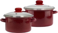Набор кастрюль Эмаль 9С-202 (бордовый) - фото