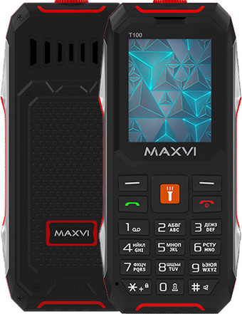 Кнопочный телефон Maxvi T100 (красный) - фото