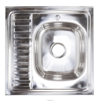 Кухонная мойка AKS Накладная 60x60 правая (полированная) - фото