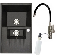 Кухонная мойка БелЭворс Forma L + смеситель W74004-2 + дозатор L405F (черный) - фото