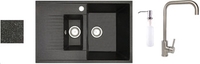 Кухонная мойка БелЭворс Forma R + смеситель W4998-4 + дозатор L405-1 (черный) - фото