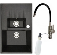 Кухонная мойка БелЭворс Forma R + смеситель W74004-2 + дозатор L405F (черный) - фото