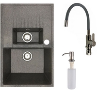 Кухонная мойка БелЭворс Forma R + смеситель W74004-9 + дозатор L405-1 (серый/сатин) - фото