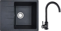 Кухонная мойка БелЭворс Mila R + смеситель W4998-3-22 (черный) - фото