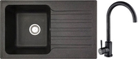 Кухонная мойка БелЭворс Styl L + смеситель W4998-3-22 (черный) - фото