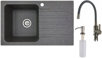 Кухонная мойка БелЭворс Styl L + смеситель W74004-9 + дозатор L405-1 (серый/сатин) - фото