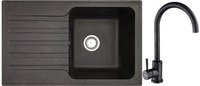 Кухонная мойка БелЭворс Styl R + смеситель W4998-3-22 (черный) - фото
