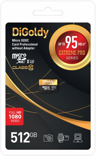 Карта памяти DiGoldy Extreme Pro microSDXC 512GB DG512GCSDXC10UHS-1-ELU3 (без адаптера) - фото