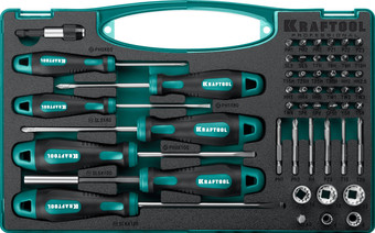 Набор отвертка с битами и головками KRAFTOOL 25815 (50 предметов) - фото