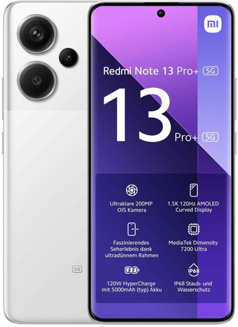 Смартфон Xiaomi Redmi Note 13 Pro+ 5G 8GB/256GB с NFC международная версия (лунный белый) - фото