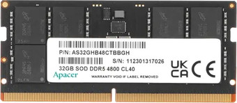 Оперативная память Apacer 32ГБ DDR5 SODIMM 4800 МГц AS32GHB48CTBBGH - фото