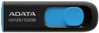 USB Flash ADATA DashDrive UV128 512GB (черный/синий) - фото