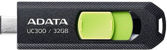 USB Flash ADATA UC300 32GB (черный/зеленый) - фото