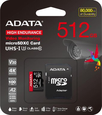 Карта памяти ADATA High Endurance 512Gb AUSDX512GUI3V30SHA2-RA1 - фото