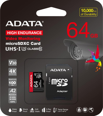 Карта памяти ADATA High Endurance 64Gb AUSDX64GUI3V30SHA2-RA1 - фото