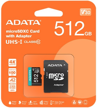 Карта памяти ADATA Premier AUSDX512GUICL10A1-RA1 microSDXC 512GB (с адаптером) - фото