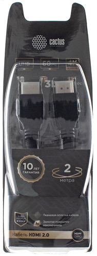 Кабель CACTUS HDMI - HDMI CS-HDMI.2-2 HDMI (2 м, черный) - фото