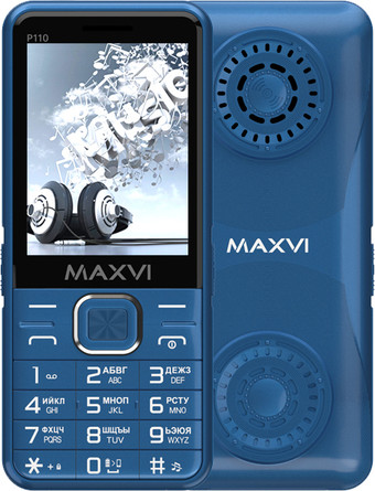 Кнопочный телефон Maxvi P110 (синий) - фото