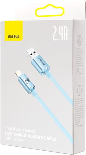 Кабель Baseus Crystal Shine USB Type-A - Lightning (1.2 м, голубой) - фото