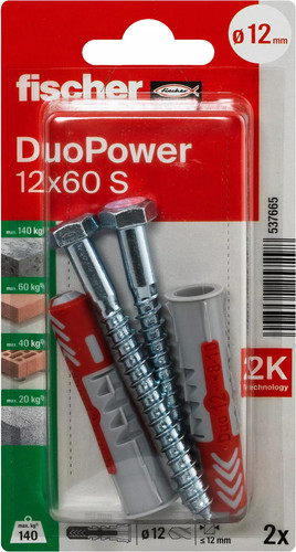 Дюбель-гвоздь Fischer DuoPower 12 x 60 S K NV 537665 (2 шт) - фото