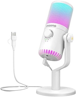 Проводной микрофон Maono DM30 RGB (белый) - фото